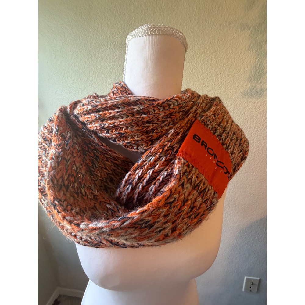 Denver Broncos NFL Marled Knit Infinity Scarf Orange Blue White One Size